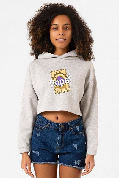 Tshirthane Wheel of Fortune Nope White Crushed Women's Crop Hoodie