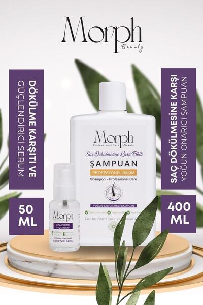 morphbeauty Bitkisel formüllü saç dökülmesine karşı etkili sağlıklı hızlı uzama 400 ml şampuan 50 ml saç serumu