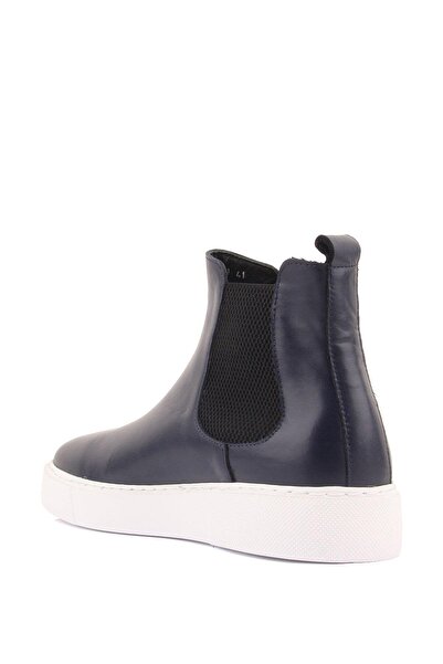 Shoetyle - Lacivert Hakiki Deri Erkek Chelsea Bot 250-041