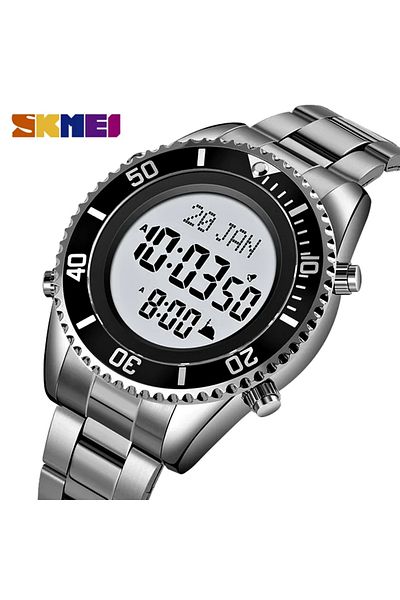 Mekanik store Skmei 2143 Azan Watch Classic Design Silver Men Wrist Watch