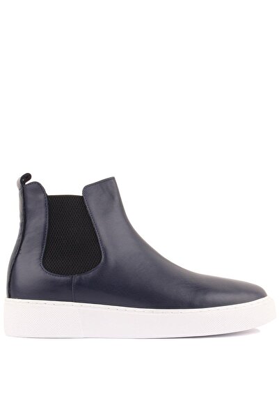 Shoetyle - Lacivert Hakiki Deri Erkek Chelsea Bot 250-041