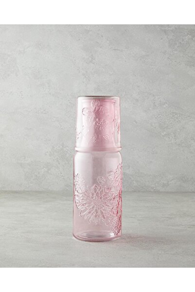 English Home Flowery Cam Başucu Sürahi 1200 ml + 400 ml Pembe