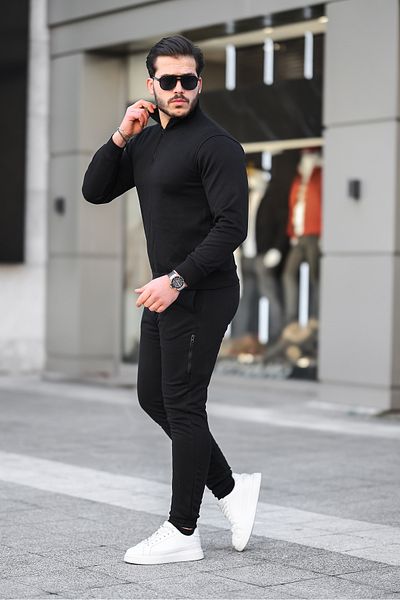 MODA Stand Collar Sweatshirt and Sweatpants Set - 3 Yarn Quality Fabric, Person Dream