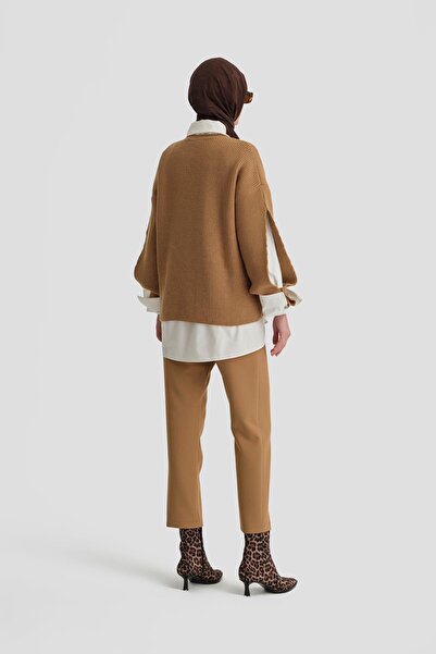 Armine Asimetrik Kapamalı Pantolon 24k2707 Camel