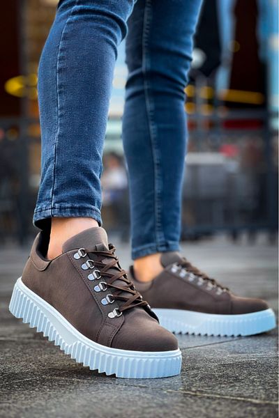 BOA Ba0505 Hook Lace-Up Brown White Sole Casual Shoes