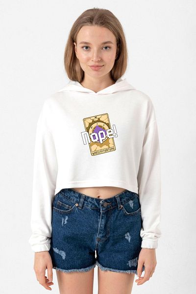 Tshirthane Fortune Wheel Nope - Ecru Women's Crop Hoodie