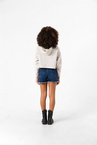 Tshirthane White Melted Hooded Crop - Babymonster Logo Women
