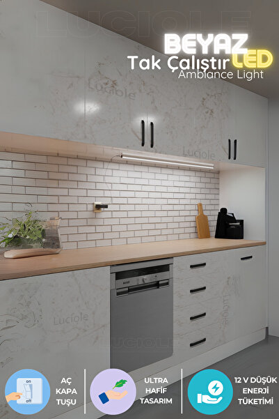 luciole Mutfak tezgah altı led ışık bar aç kapa beyaz yapışkanlı 1 metre - lambader Lbeyaz3