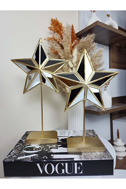 Artceal Dekoratif Aynalı 2' li Gold Yıldız Biblo