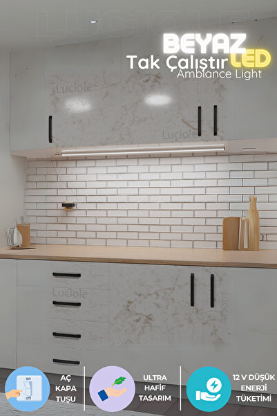 luciole Mutfak tezgah altı led ışık aç kapa beyaz bar yapışkanlı 1 metre -aba...