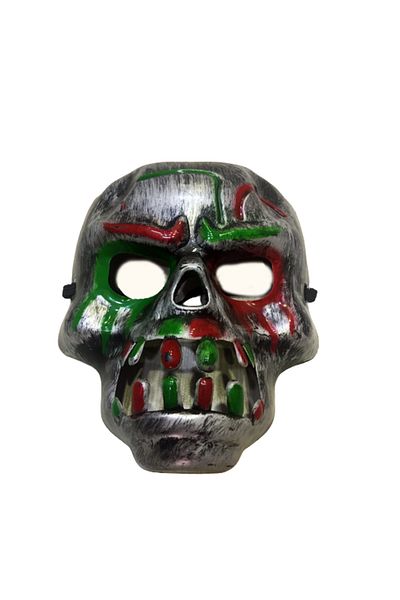 Skygo Gray Colored Red Dracula Skull Mask - With Blood Strips and Teeth
