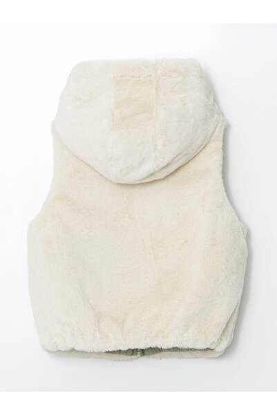 LC Waikiki Lcw Baby Ecru Hooded Plush Girl's Vest