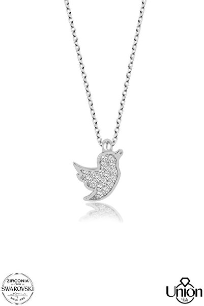Swarovski Zirconia Kadın Kalp Taşlı Mini Kalpli Saf Gümüş Kolye