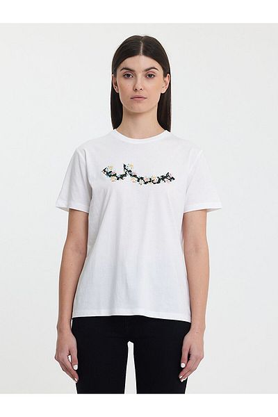 Ltb White Crew Neck T-shirt with Logo