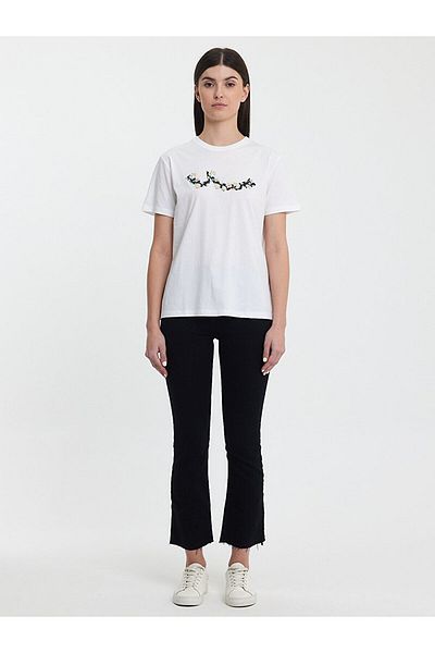 Ltb White Crew Neck T-shirt with Logo