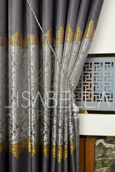 LisabellaHome Cortina de fundal pentru panou pentru apus de soare auriu - 1/2.5 pliat dens (o singură lamă)