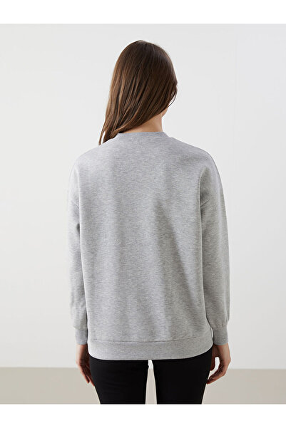 LC Waikiki Gray Shiny Looking Oversized Women's Thick Sweatshirt Tunic