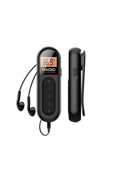 Choice راديو FM صغير محمول قابل لإعادة الشحن مع مشبك - أسود اللون - مناسب للا...