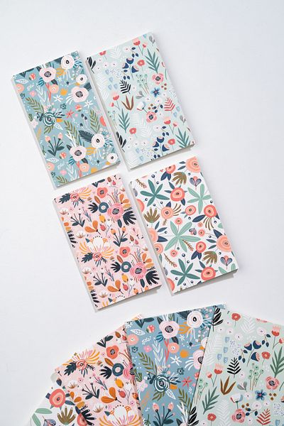 Fly Notes Set de 8 caiete fără linii 64 de coli Caiet școlar 13x20 cm 10x15 cm Seria flori