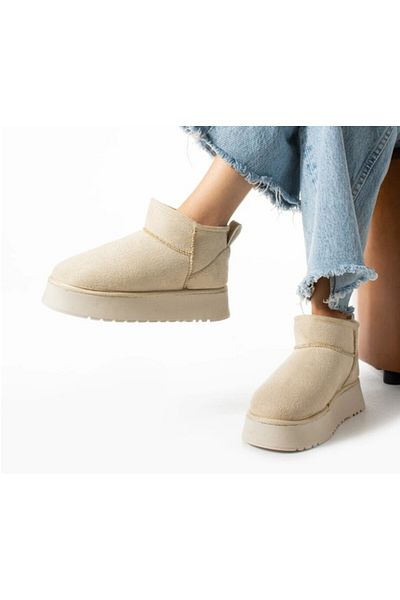 Riva Women's Thick Flat Sole Sheepskin Suede Short Ankle Boots