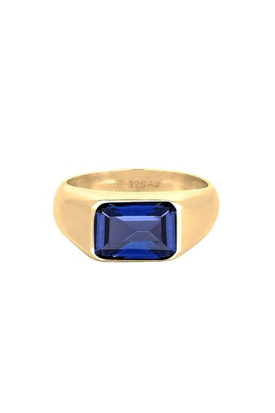 ELLI 925 Sterling Silber Chunky Sapphire Blue Signet Ring