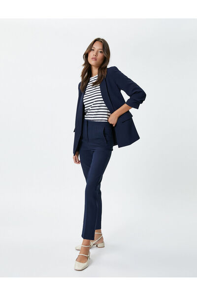 Koton Pantaloni din stofă, cu talie înaltă, buzunar cu nervuri