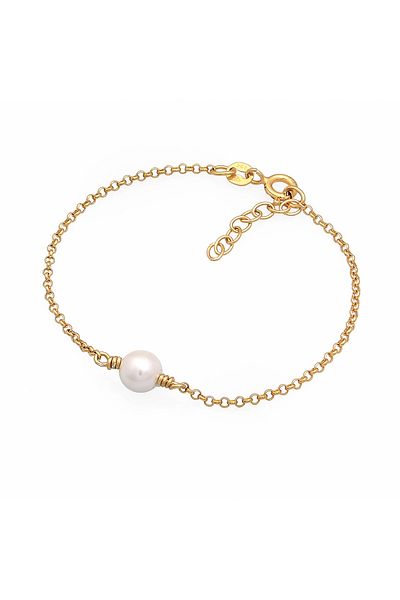 ELLI Colier pentru copii - rotund vintage cu miez de scoica, argint 925 perlat