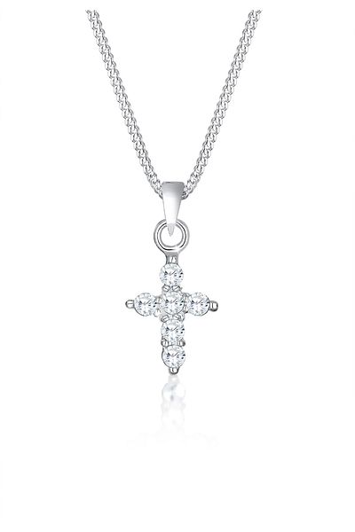 ELLI Halskette Damen Kreuz Anhänger Elegant mit Zirkonia Kristallen in 925 Sterling Silber