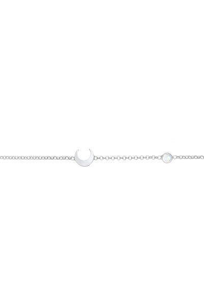 ELLI Halskette Damen Filigran Basic Minimal mit Mondstein in 925 Sterling Silber