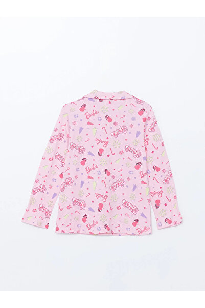 LC Waikiki LCW Kids Pembe Gömlek Yaka Barbie Baskılı Kız Çocuk Pijama Takımı
