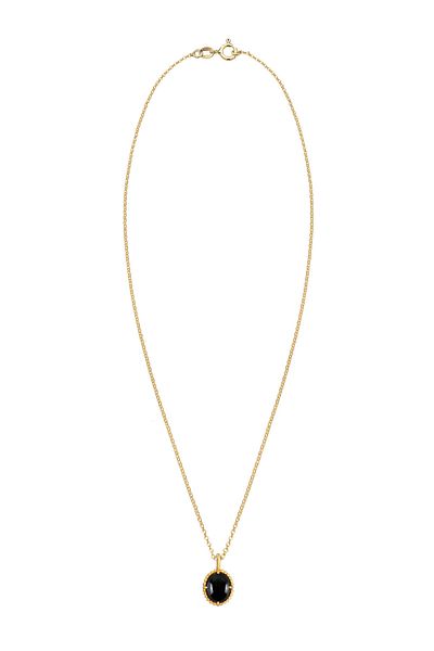 ELLI Premium-Singleton-Halskette für Damen – ovaler Vintage-Onyx aus 925er Sterlingsilber
