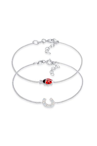 ELLI Armband Kinderset Marienkäfer Hufeisen süß bunt in 925 Sterling Silber