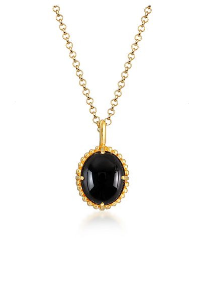 ELLI Premium-Singleton-Halskette für Damen – ovaler Vintage-Onyx aus 925er Sterlingsilber