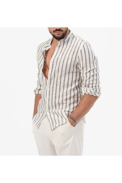 Piola Club Ανδρικό πουκάμισο με λεπτή εφαρμογή από βαμβακερό λινό γιακά