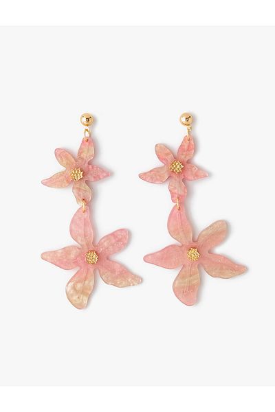 Koton Flower Earrings Large Size Dangle Plastic