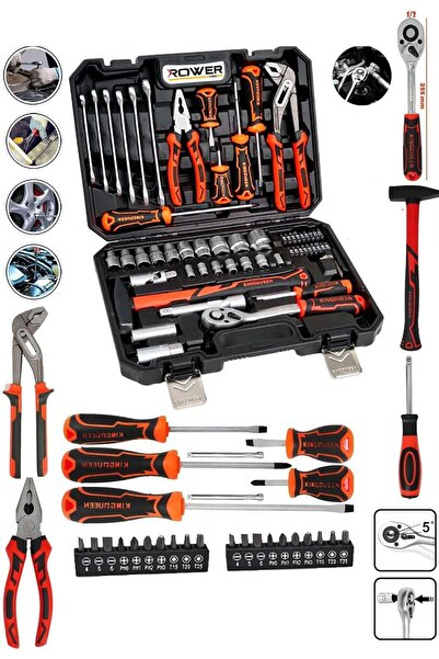 DewKA Germany Technology 58 Piece 72 Tooth Oblique Ratchet 1/2 Professional Socket Tool and Tool Set