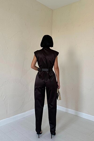 HELİS BUTİK Кафяв гащеризон с подплатен колан