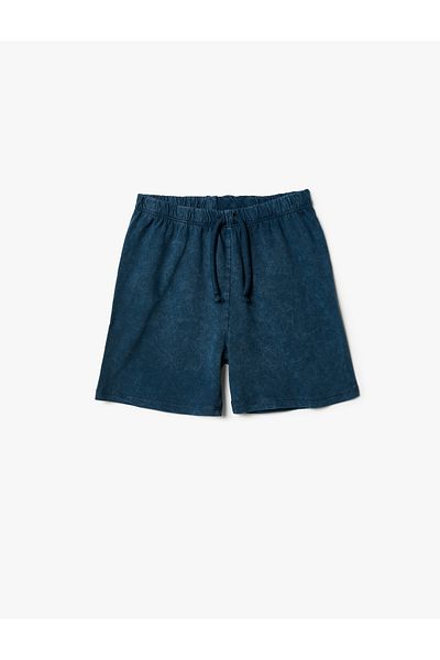 Koton Washed Cotton Shorts with Elastic Waist and Pockets