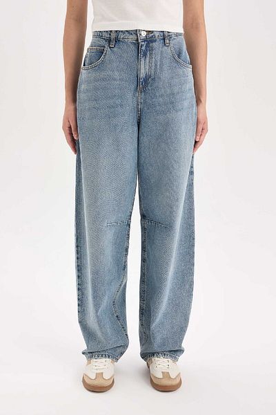 DeFacto Pantaloni lungi de jeans cu talie înaltă, largi, D1332AX24WN