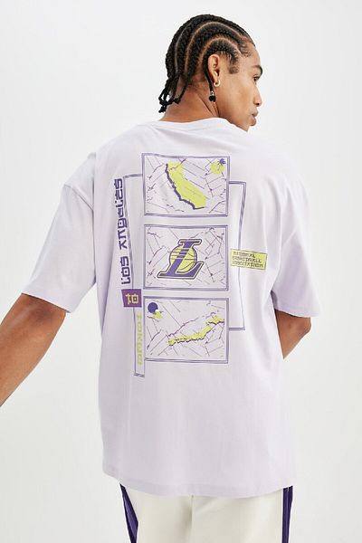 DeFacto Defactofit Nba Los Angeles Lakers Oversize Wide Fit Crew Neck Short Sleeve T-Shirt W9804Az24Sm