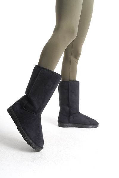 BZ Moda Γυναικείες μπότες MADELINE Black Suede - Χωρίς κορδόνια, Γούνα Εσωτερικά, Επίπεδη σόλα
