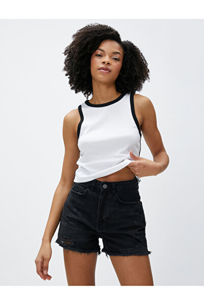 Koton Crop Athlete Cotton Crew Neck Piping Αναλυτικά