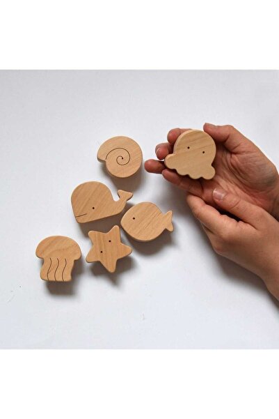 afralya home Çocuk Odası Ahşap dolap Kulpu, deniz temalı, 6'lı set, balık fig...