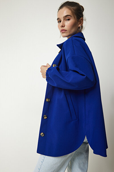 Lovelyİstanbul Куртка Сорочка з великими кишенями на ґудзиках KOBALT BLUE LDD...