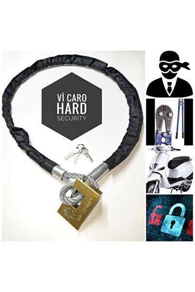 Vi Caro 1.5 Metre 8 Mm Çelik Halat Yuma Kilitli Motorsiklet Bağlama Halat Mot...