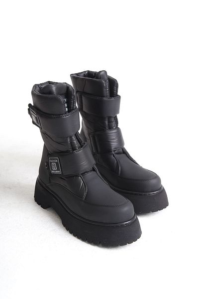 BZ Moda Γυναικείες μαύρες μπότες LUMI - Velcro, αδιάβροχο και κρύο, ύφασμα αλεξίπτωτου ST