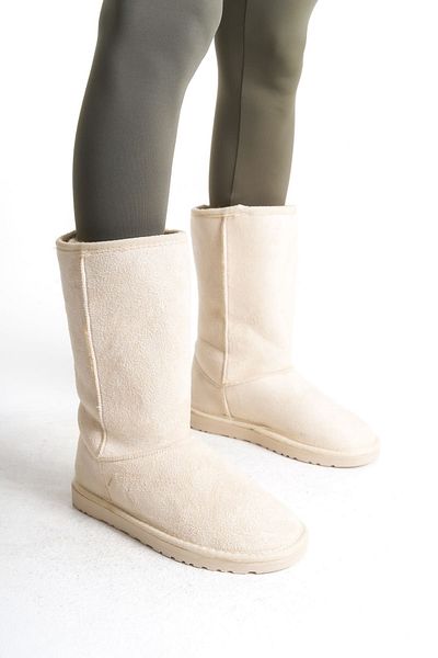 BZ Moda MADELINE Suede Γυναικείες Μπότες - Χωρίς κορδόνια, Γούνα Εσωτερικά, Επίπεδη σόλα, KT Cream