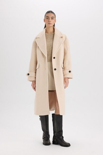 DeFacto Regular Fit Long Stamp Coat Epaulettes Jacket with Lapel Pockets Button D4016Ax24Wn