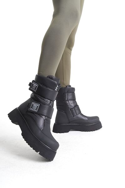 BZ Moda Γυναικείες μαύρες μπότες LUMI - Velcro, αδιάβροχο και κρύο, ύφασμα αλεξίπτωτου ST