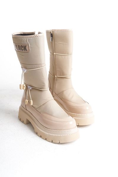 BZ Moda KT Cream Color VEDA Parachute Fabric ελαστικές γυναικείες μπότες με φερμουάρ - Αδιάβροχο και ανθεκτικό στο κρύο